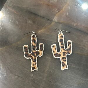 Leopard Print Cactus Earrings